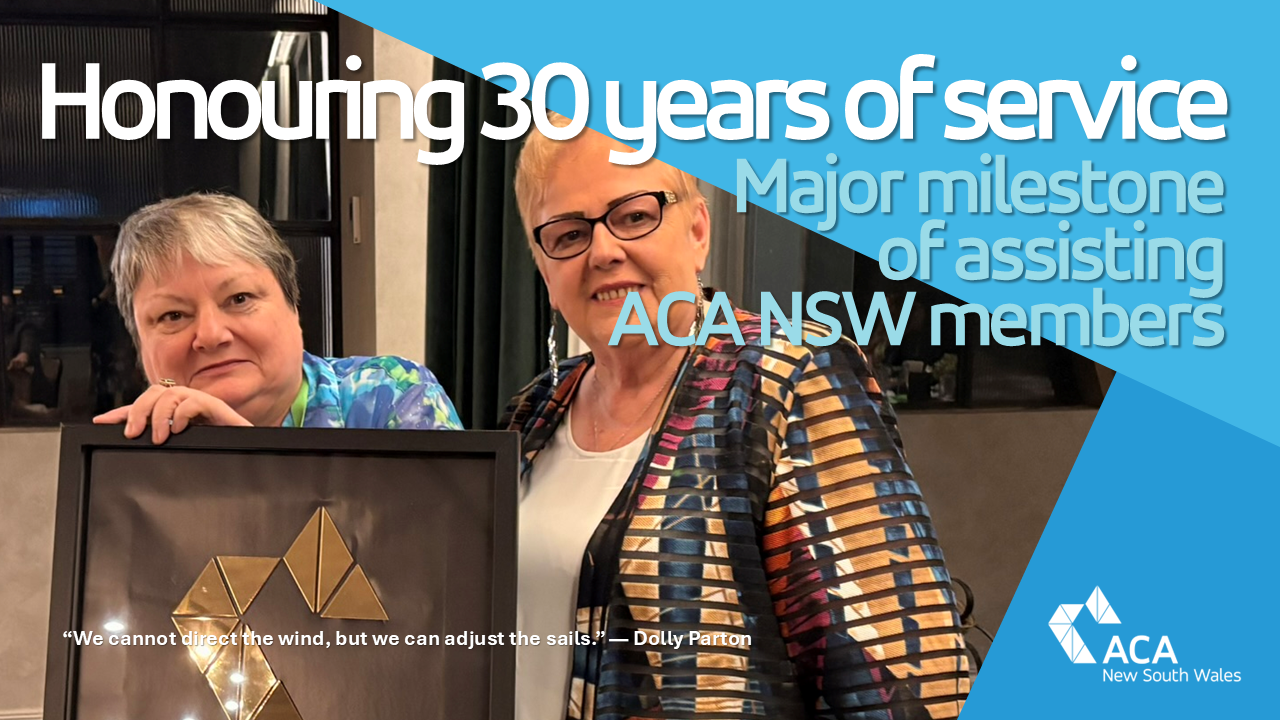 Honouring Belinda Kenneally's 30 years of service to ACA NSW members