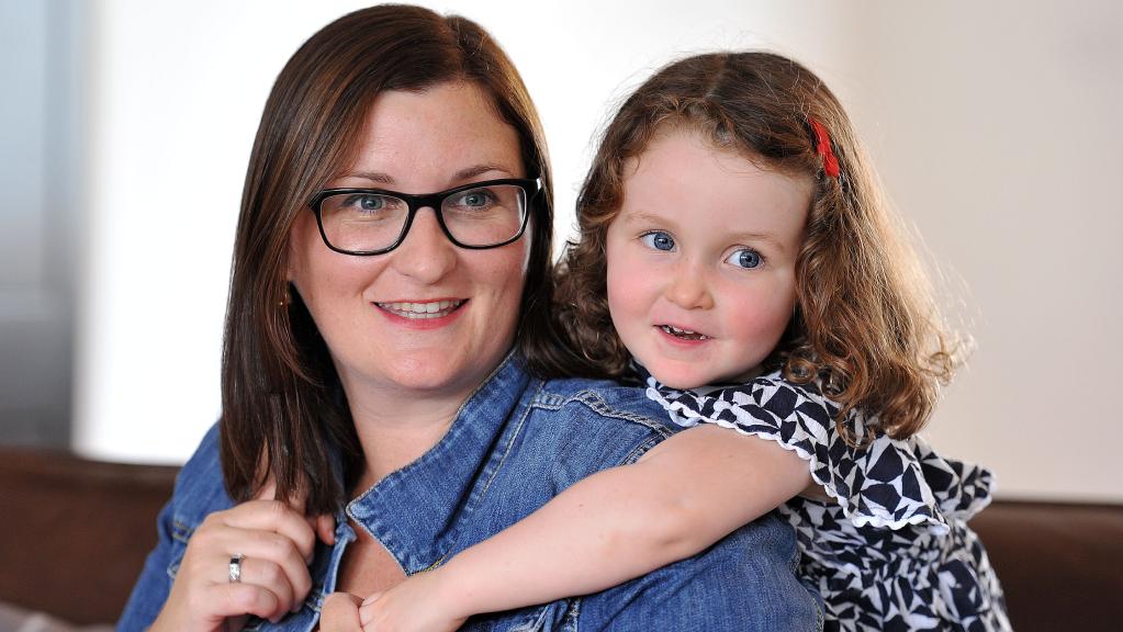 Minister Sarah Mitchell with daughter Annabelle. Picture: Paul Matthews