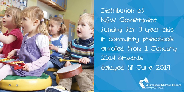 NSW Gov funding for 3 year olds in community preschools delayed Banner