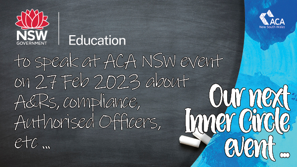NSW head of regulatory functions to speak at ACA NSW Inner Circle event on 27 Feb 2023