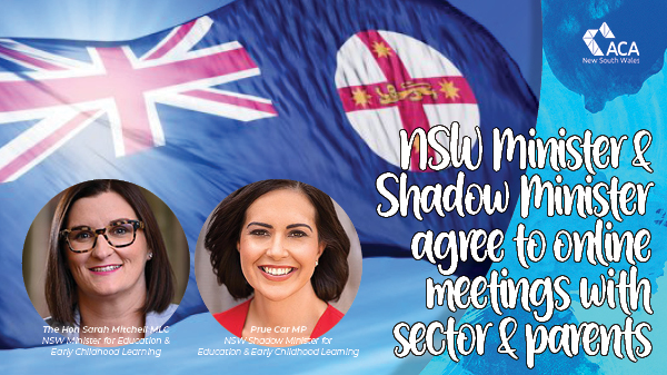 NSW Minister & Shadow Minister agree to public, open, online meetings with sector & parents
